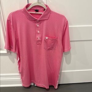 G Fore Men's Pink Striped Polo Golf Shirt Medium
